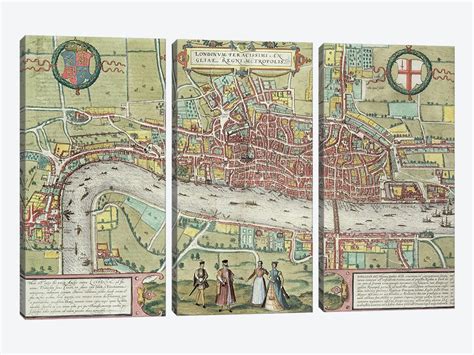 Map Of London From Civitates Orbis Canvas Print Joris Hoefnagel
