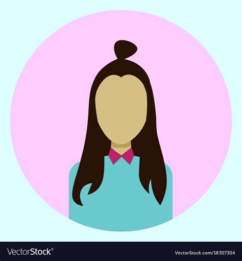 Female Avatar Profile Icon Round Woman Face Flat Vector Illustration