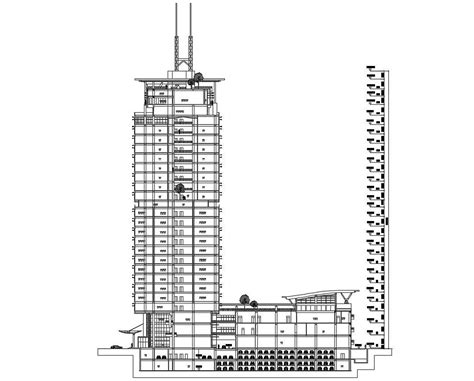 High Rise Building Section Drawing Autocad File Cadbull