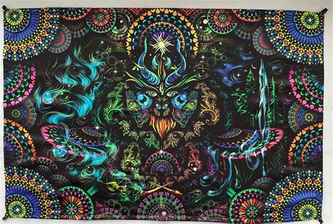 Deep Psychedelic Blacklight Tapestry Dark For Rest Etsy