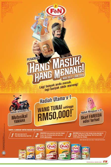 You just play this online contest for football lovers. F&N "Hang Masuk, Hang Menang" Contest: Win up to RM50,000 ...