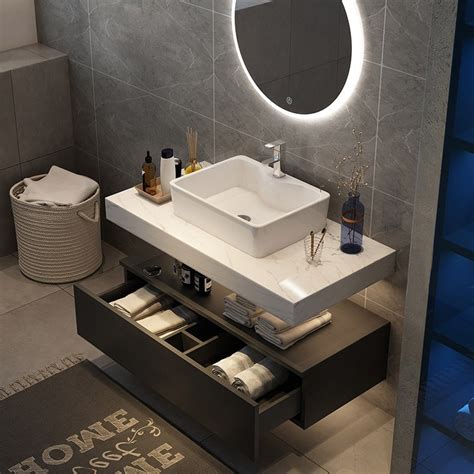 Luxury Modern 3640 Floating Wall Mount Single Bathroom Vanity Set