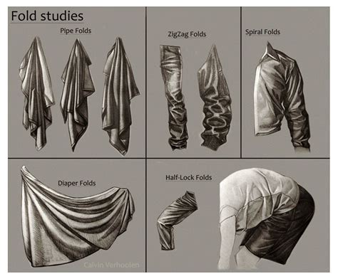 Fold Studies Calvin Verhoolen Life Drawing Reference Fabric Art