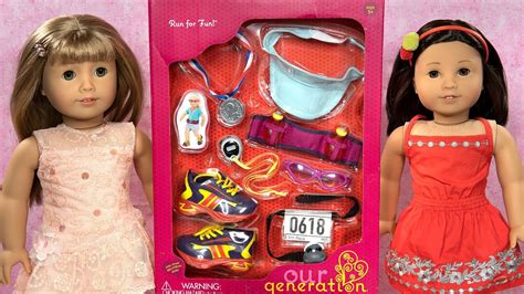 American Girl Truly Me Dolls Training For Race With Our Generation Run