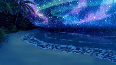 Wallpaper Sea Night Reflection Stars Beach Blue