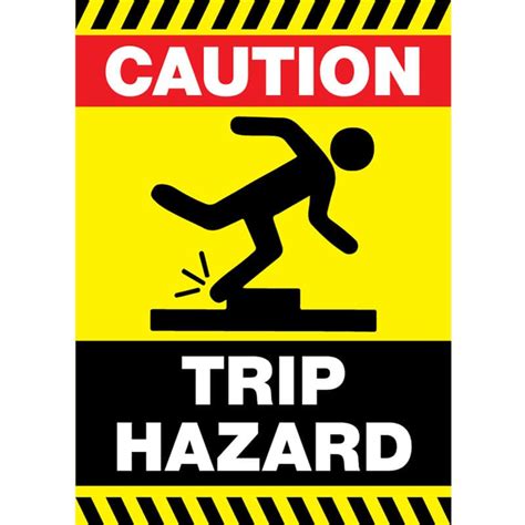 Caution Trip Hazard Icon Stripes Vertical Visual Workplace Inc