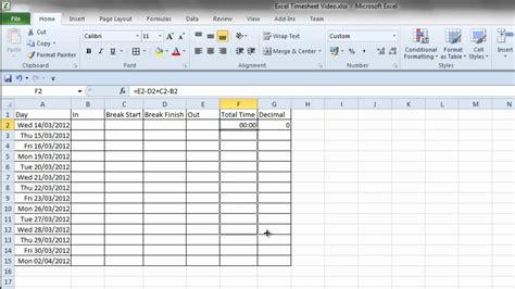 Simple Excel Timesheet Youtube