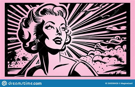 Beautiful And Trendy Black And White Pop Art Of A Women Stock