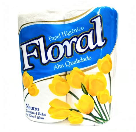 Papel Higienico Floral Com 4 Rolos De 30 Metros Folhas Simples Suaves E
