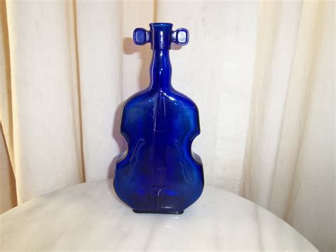 Vintage Cobalt Blue Glass Violin Bottle