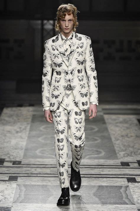 Mens Suit With Vintage Butterfly Illustrations Alexander Mcqueen Aw16