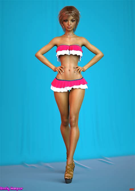 Standing Women Boobs 3dx Cgi High Heels Miniskirt Tube Top