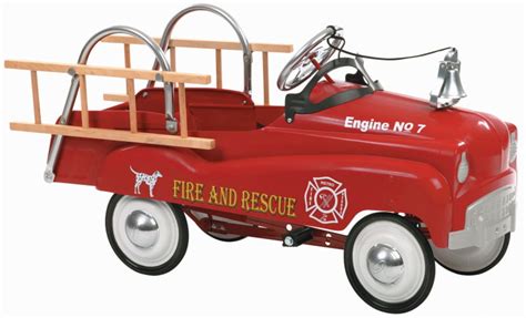 Fire Truck Pedal Car Vintage Metal Car Classic Toy Engine Toddler Kids