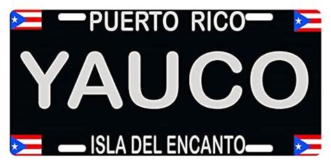 Puerto Rico Flag Yauco Sign License Plate Boricua Emblem Isla Del