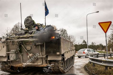 Armoured Combat Vehicles Soldiers Gotland Regiment Editorial Stock