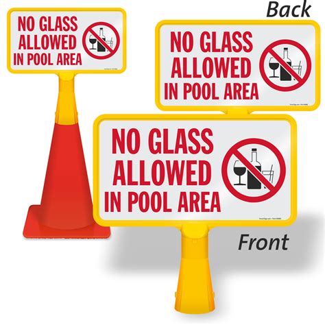 No Glass Allowed In Pool Area Coneboss Pool Sign Sku Cb 1225