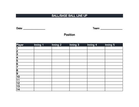 30 Free Printable Baseball Lineup Templates Word Excel