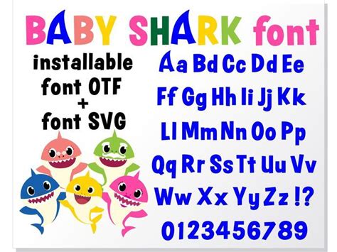 Baby Shark Cricut Baby Shark Letters Font Otf Baby Shark Font Svg Baby