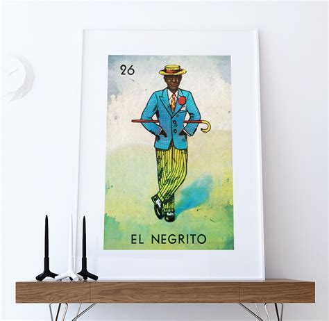 Loteria El Negrito Mexican Retro Illustration Art Print Etsy