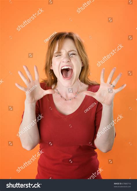 Pretty Woman Screams Top Her Lungs Stock Photo 67880716 Shutterstock