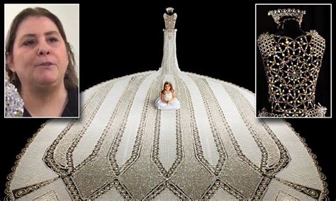 First Glimpse Of The World S Largest Beaded Wedding Gown By Gail Be Daily Mail Online