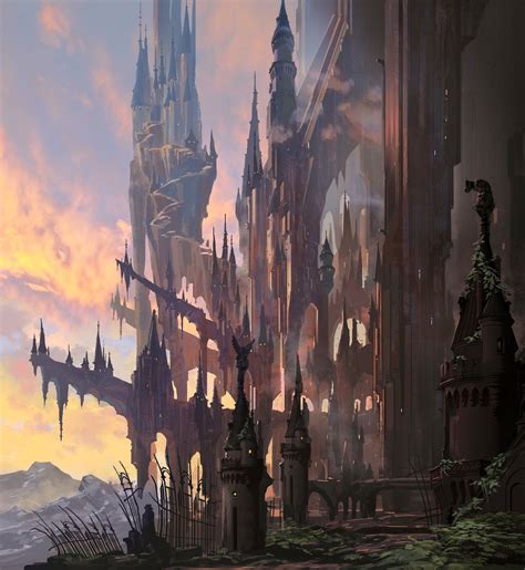 Gothic City By Anthony Brault Fantasy Landscape Image Painting
