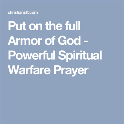 Spiritual Warfare Prayer To Put On The Full Armor Of God Spiritual