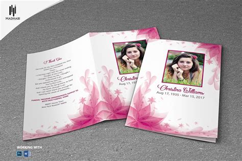 Printable Pink Funeral Program Template In Loving Memory Of Funeral