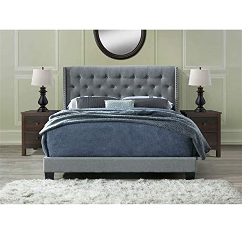 Dg Casa Bardy Diamond Tufted Upholstered Wingback Panel Bed Frame