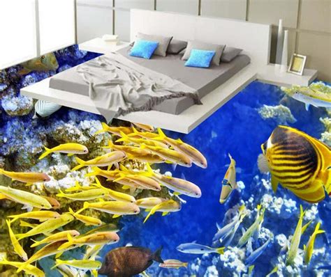 Home Decoration Pvc Waterproof Floor Ocean Photo Wallpaper Mural Floor