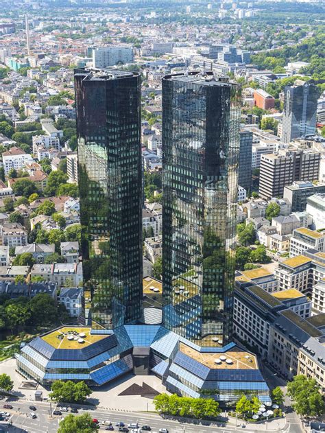 Germany Hesse Frankfurt Deutsche Bank Twin Towers Stock Photo