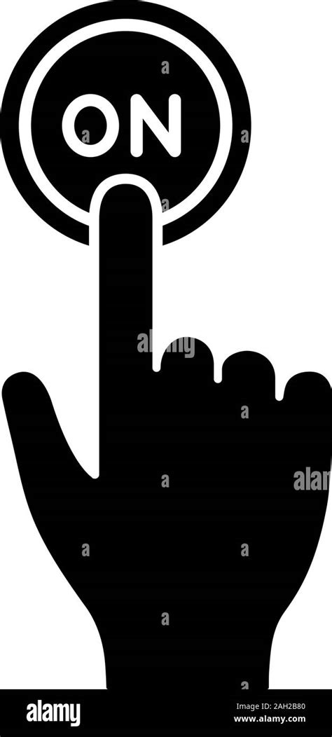 Turn On Button Click Glyph Icon Silhouette Symbol Power Hand
