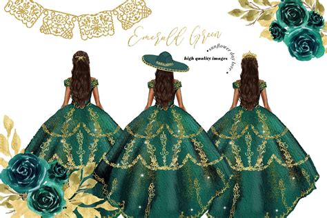 Emerald Green Princess Dress Clipart Graphic By Sunflowerlove