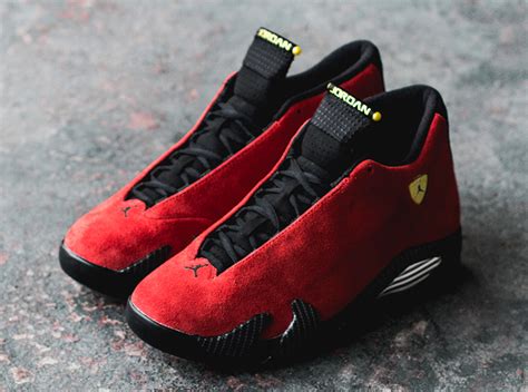 The design also includes carbon fiber shark teeth on the midsole and a chrome grill shank plate that also pay tribute to ferrari. Air Jordan 14: "Ferrari" - Release Reminder - Air Jordans, Release Dates & More | JordansDaily.com