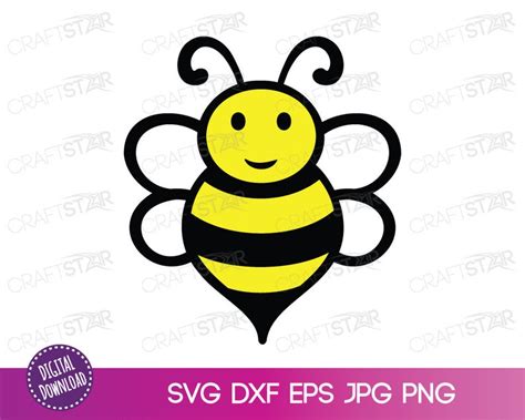 Bee Svg File For Cricut Or Silhouette Cute Cartoon Bee Etsy Uk