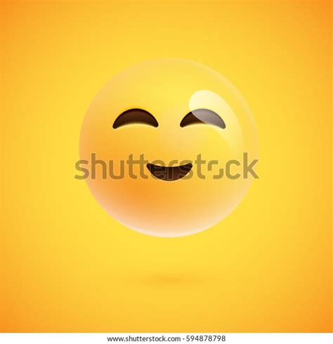 Yellow Realistic Emoticon Smiley Face Vector Illustration