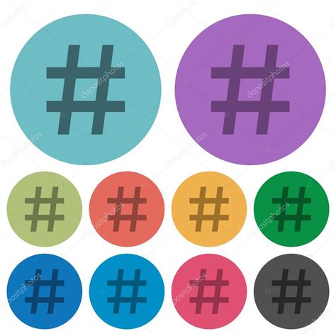 Color Hashtag Flat Icons — Stock Vector © Renegadehomie 123278676