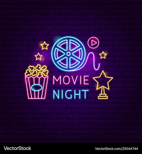 Cinema Night Neon Sign Movie Night Design Vector Image Images