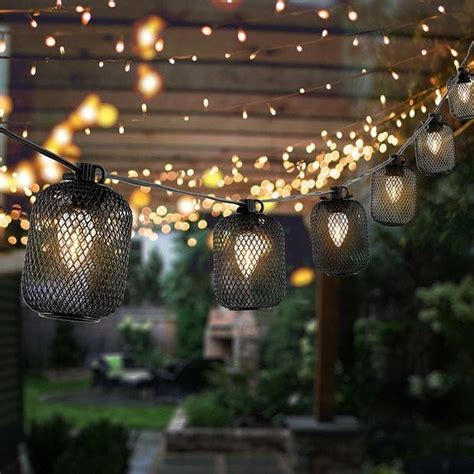 Black Cage Led Outdoor String Lights Antique Farmhouse