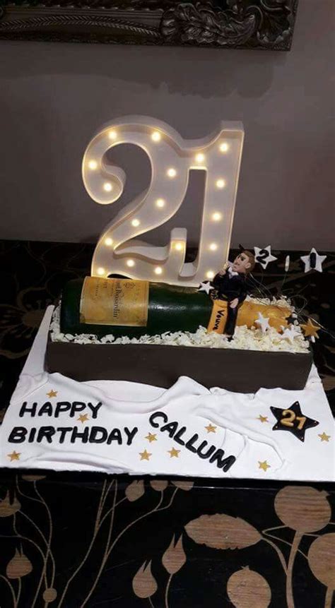 Lissielou 21st birthday cake topper glitter card made in the uk. 21st champagne bottle cake with the birthday boy figure | 21st birthday, Bottle cake, Birthday