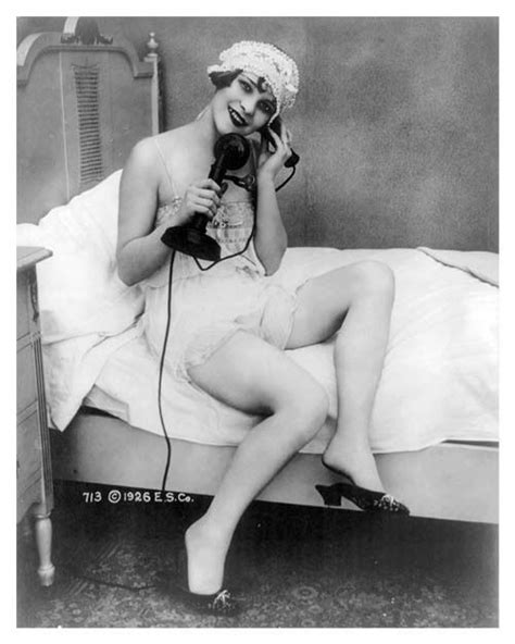 Risque 1920 S Flapper Woman In Nightgown On Antique Telephone 8x10