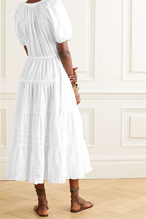 White Claribel Cotton Poplin Midi Dress Ulla Johnson Net A Porter