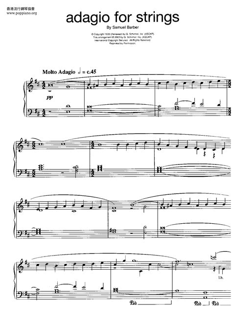 Samuel Barber Adagio For Strings Op11 Sheet Music Pdf Free Score