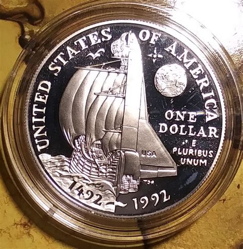 1992 Columbus Quincentenary 2 Coin Proof Set Silver Dollar And Clad