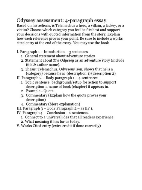 Odyssey Assessment 4 Paragraph Essay Pdf