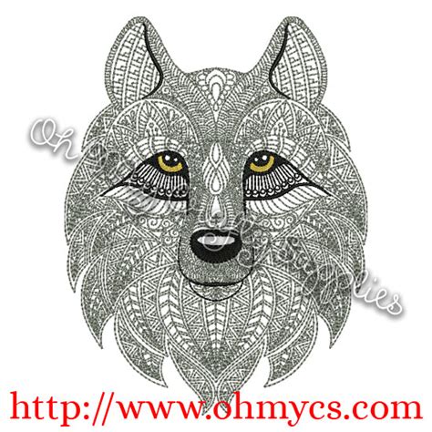 Henna Wolf Embroidery Design Oh My Crafty Supplies Inc