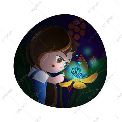 Gambar Butterfly Girl Karakter Cahaya Elemen Daun Bunga Kupu Kupu