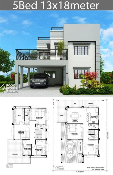 10 Inspirasi Denah Rumah 2 Lantai Dengan Desain Atap Datar Arsitur