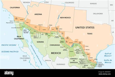 Mapa Vectorial De Los Distritos Fronterizos De Estados Unidos Y México