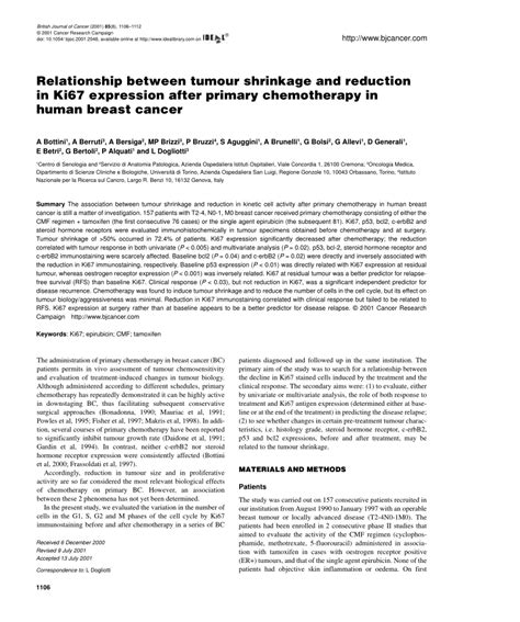 Pdf Relationship Between Tumour Shrinkage And Reduction In Ki